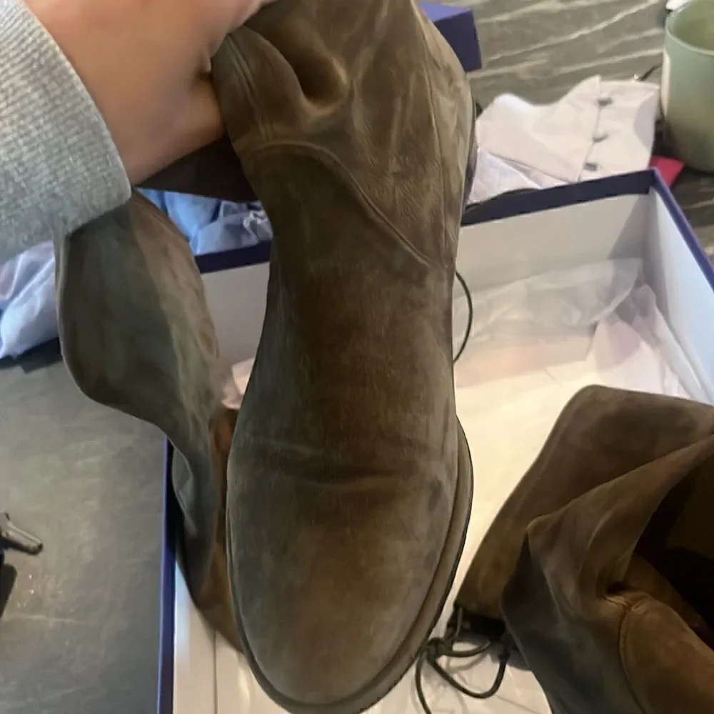 Stuart Weitzman Lowland Loden Green Suede Over The Knee boots